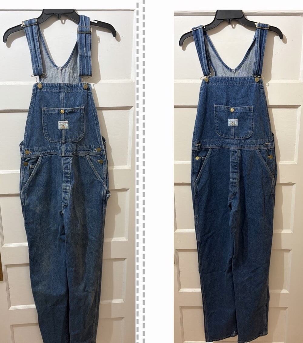 (2) VINTAGE Pointer Brand Overalls Mens 32x33 Bib Chore Workwear Made USA Lot